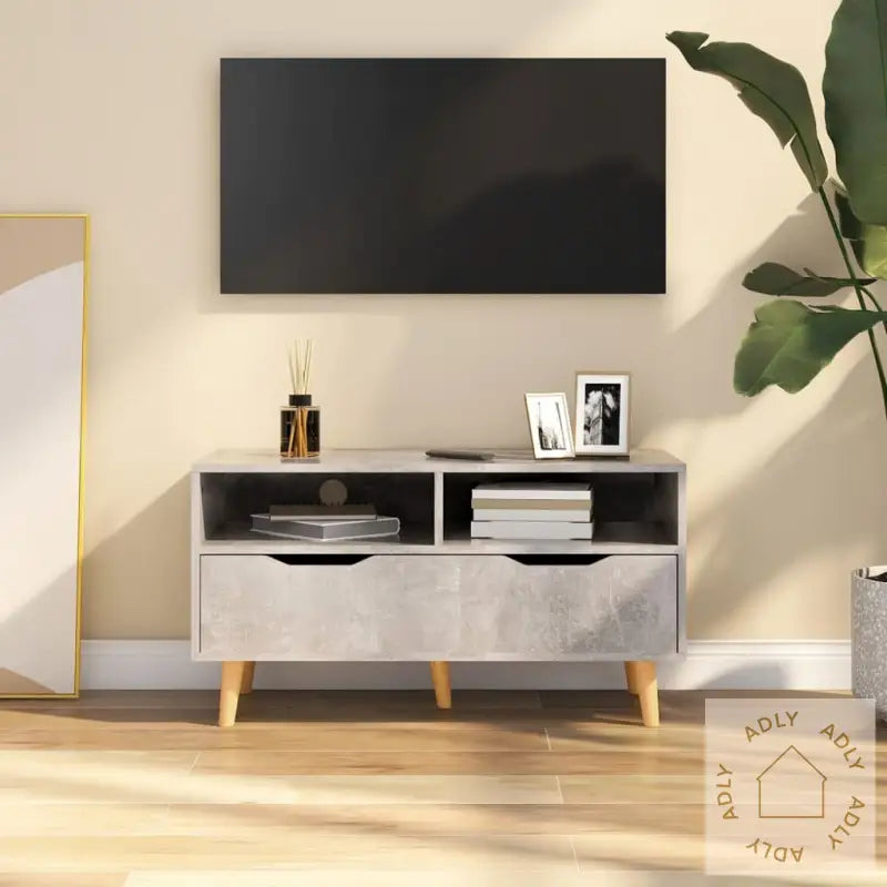 Tv-Benk Betonggrå 90X40X48,5 Cm Konstruert Tre