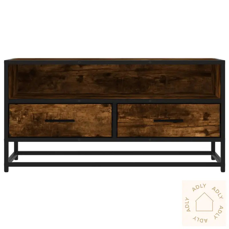 Tv-Benk Røkt Eik 80X34,5X40 Cm Konstruert Tre Og Metall