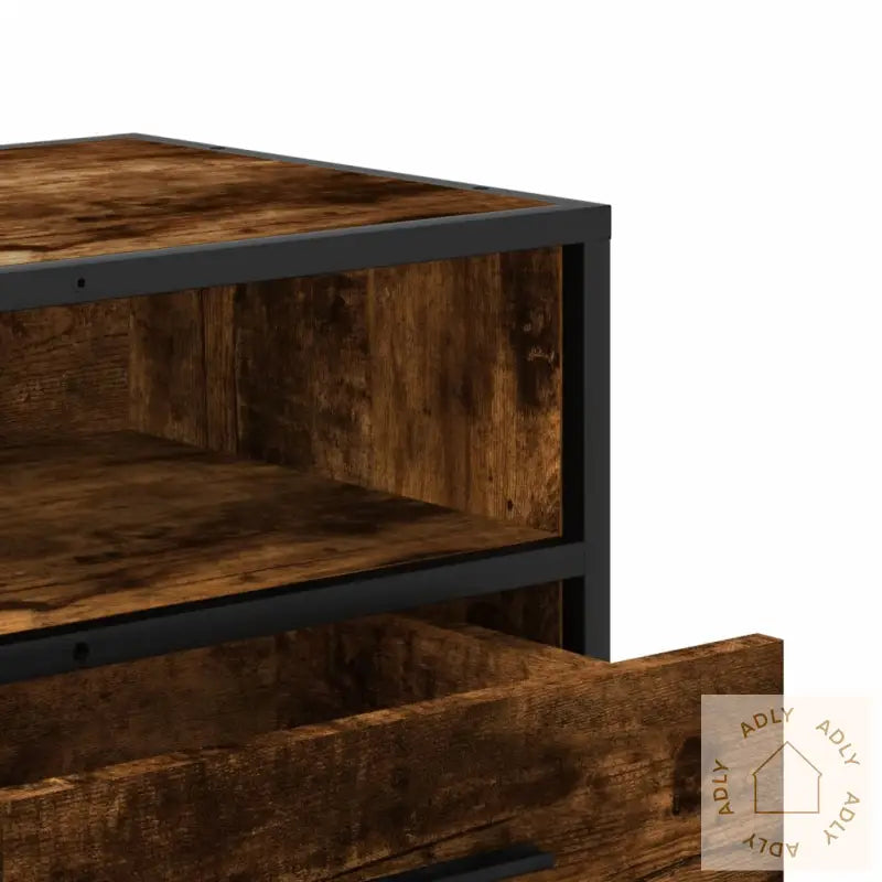 Tv-Benk Røkt Eik 80X34,5X40 Cm Konstruert Tre Og Metall