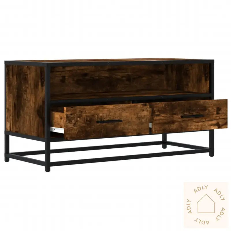 Tv-Benk Røkt Eik 80X34,5X40 Cm Konstruert Tre Og Metall