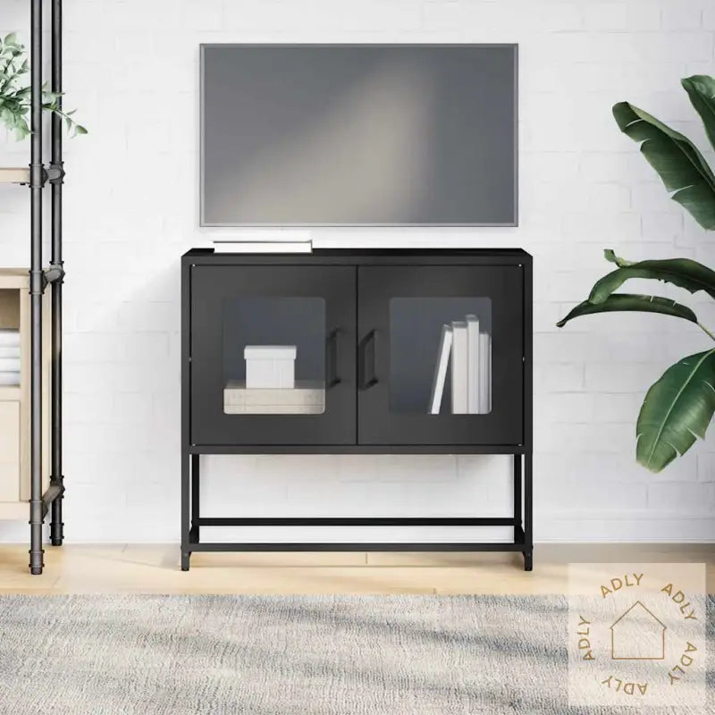 Tv-Skap Sort 68X39X60,5 Cm Kaldvalset Stål