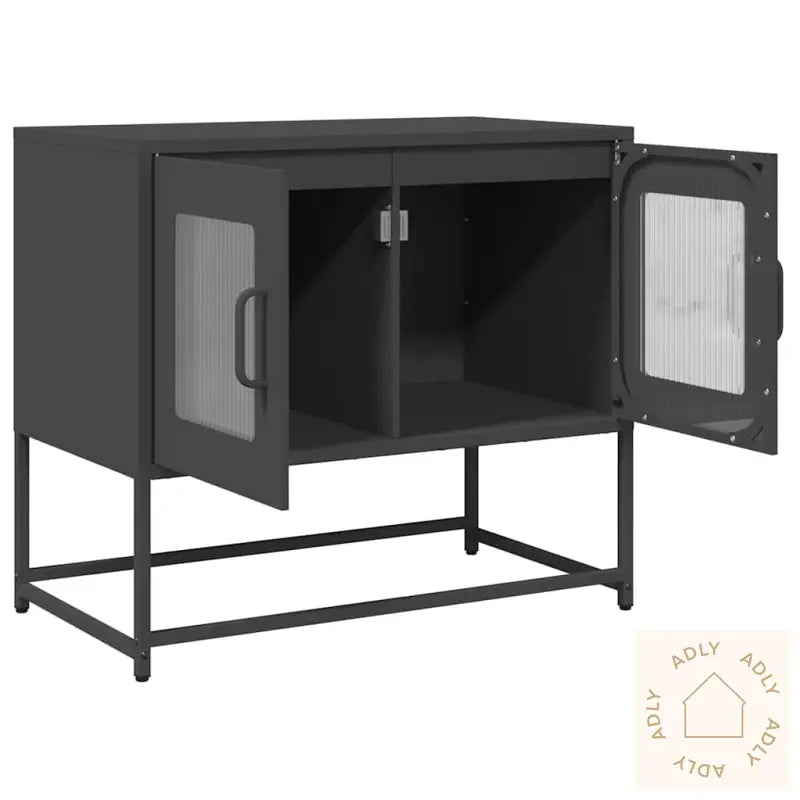 Tv-Skap Sort 68X39X60,5 Cm Kaldvalset Stål