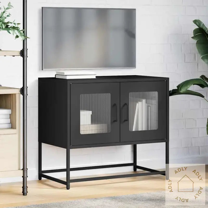 Tv-Skap Sort 68X39X60,5 Cm Kaldvalset Stål