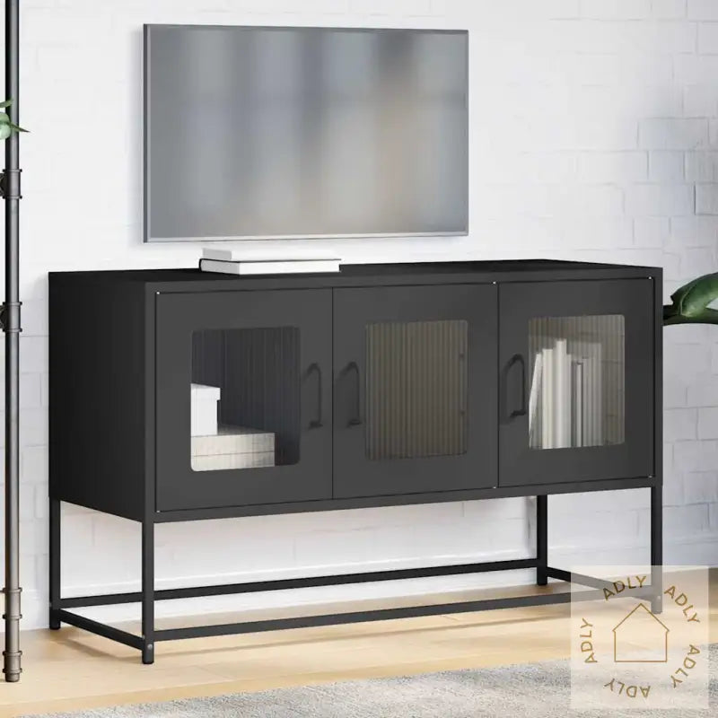 Tv-Skap Sort 100,5X39X60,5 Cm Kaldvalset Stål