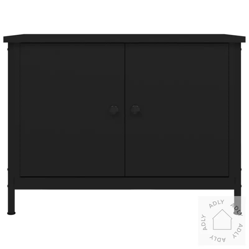 Tv-Benk Svart Med Dører 60X35X45 Cm Konstruert Tre