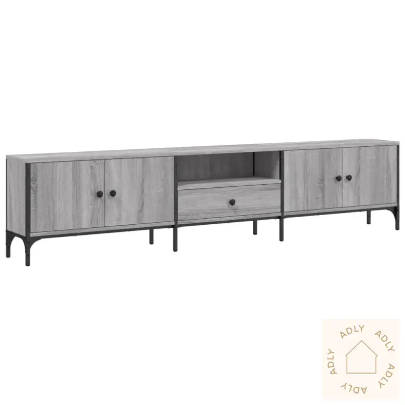 Tv-Benk Med Skuff Grå Sonoma 200X25X44 Cm Konstruert Tre