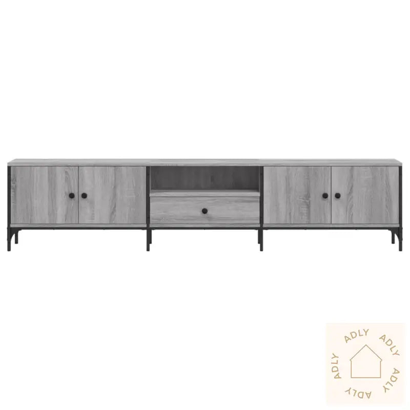 Tv-Benk Med Skuff Grå Sonoma 200X25X44 Cm Konstruert Tre
