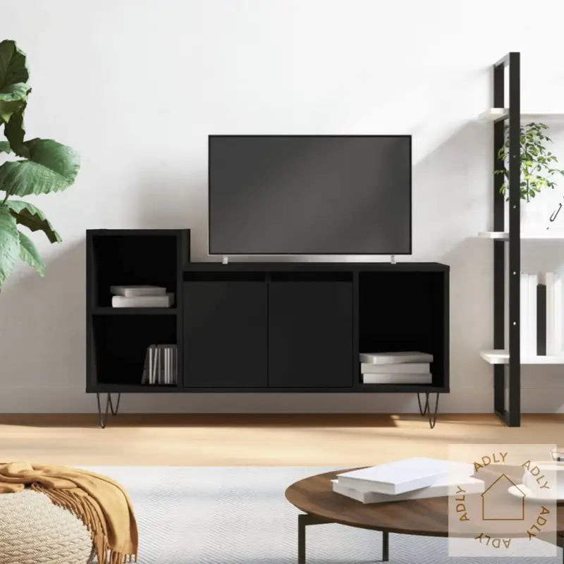 Tv-Benk Svart 100X35X55 Cm Konstruert Tre