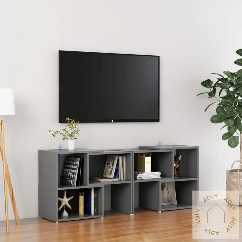 Tv-Benk Grå 104X30X52 Cm Konstruert Tre