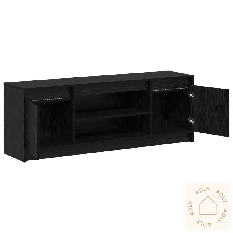 Tv-Skap Med Led I Svart Eik, 139,5X34X50 Cm, Laget Av Konstruert Tre