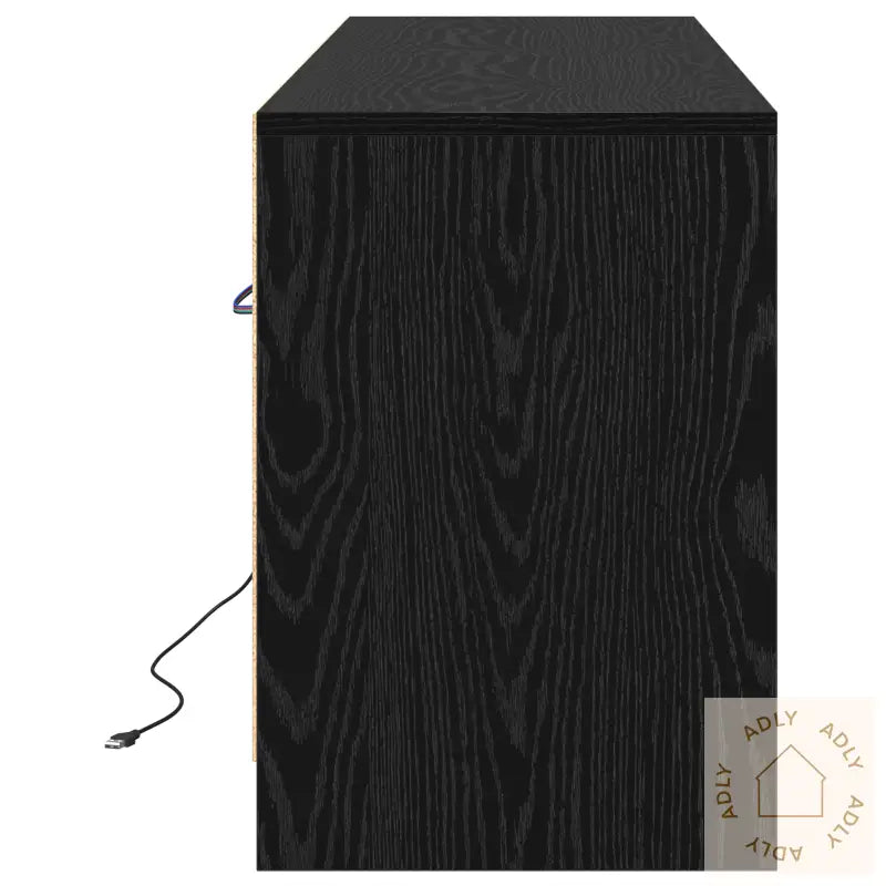 Tv-Skap Med Led I Svart Eik, 139,5X34X50 Cm, Laget Av Konstruert Tre