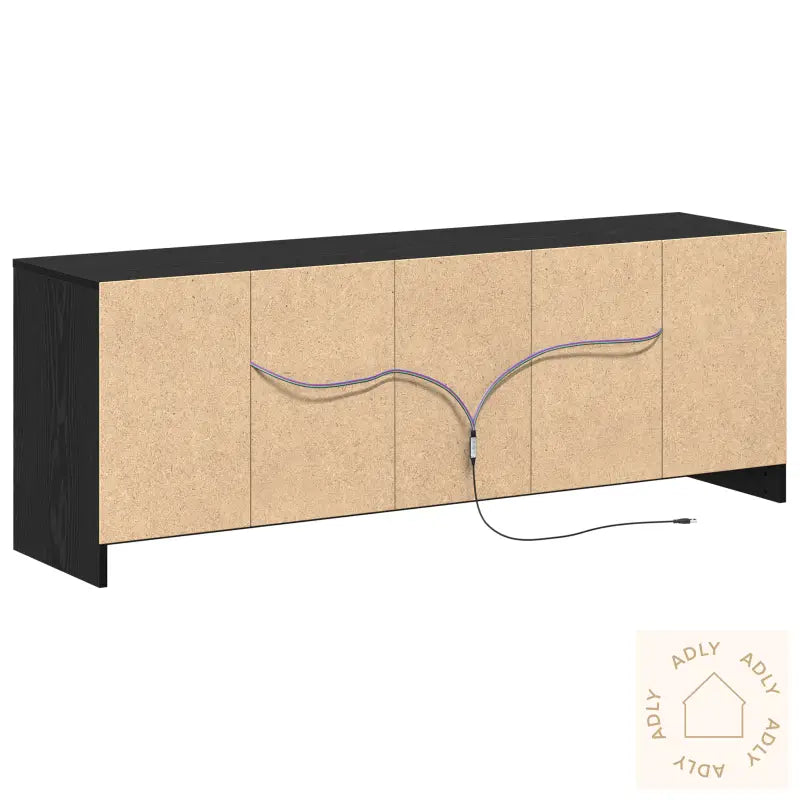 Tv-Skap Med Led I Svart Eik, 139,5X34X50 Cm, Laget Av Konstruert Tre