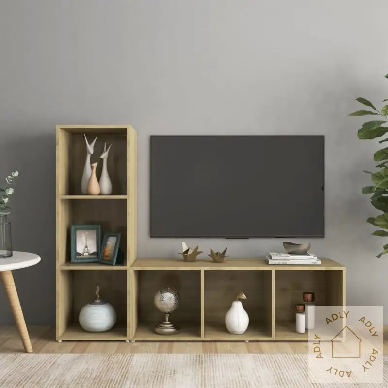 Tv-Benker 2 Stk Sonoma Eik 107X35X37 Cm Konstruert Tre