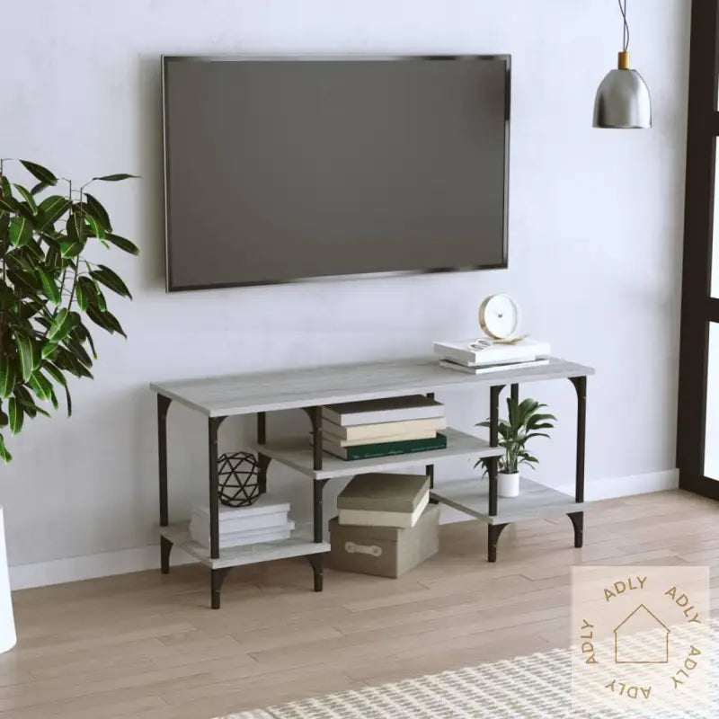 Tv-Benk Grå Sonoma 102X35X45,5 Cm Konstruert Tre