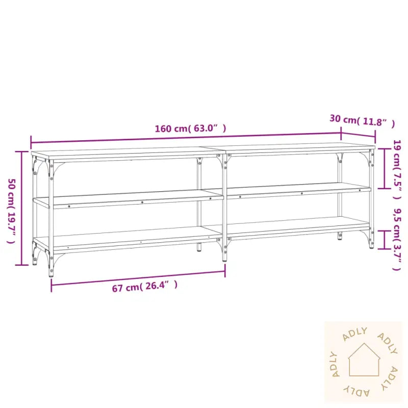 Tv-Benk Sonoma Eik 160X30X50 Cm Konstruert Tre