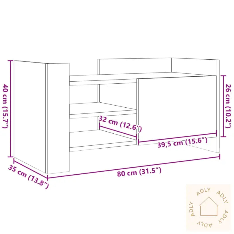 Tv-Benk Sonoma Eik 80X35X40 Cm Konstruert Tre