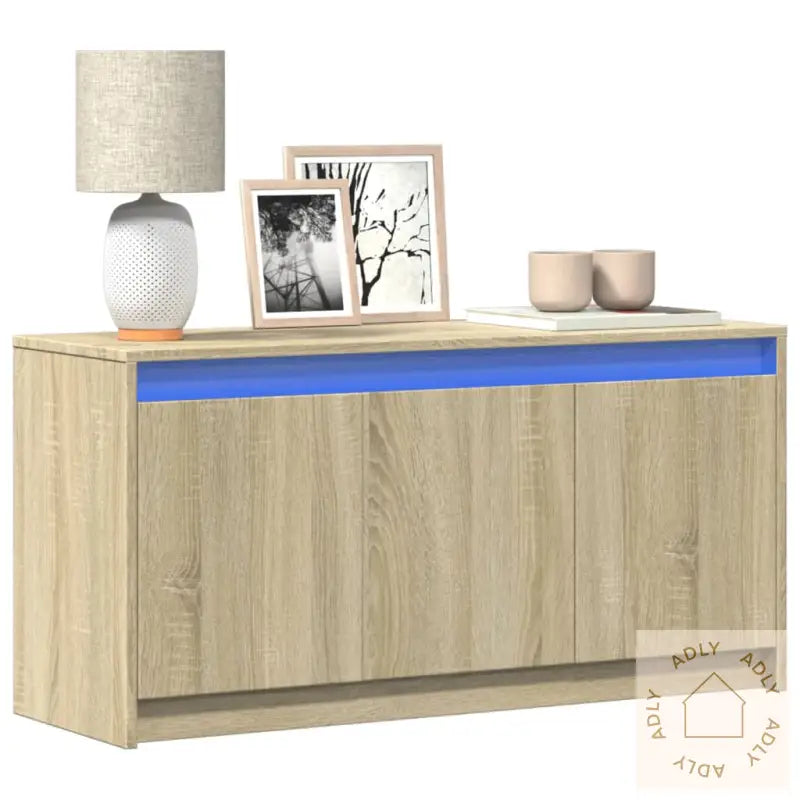 Tv-Benk Med Led Sonoma Eik 100X34X50 Cm Konstruert Tre