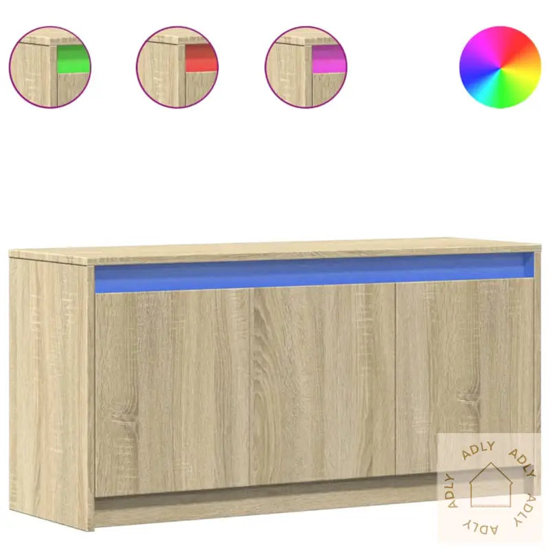 Tv-Benk Med Led Sonoma Eik 100X34X50 Cm Konstruert Tre