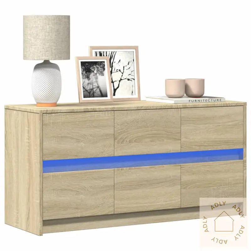 Tv-Benk Med Led Sonoma Eik 100X34X50 Cm Konstruert Tre