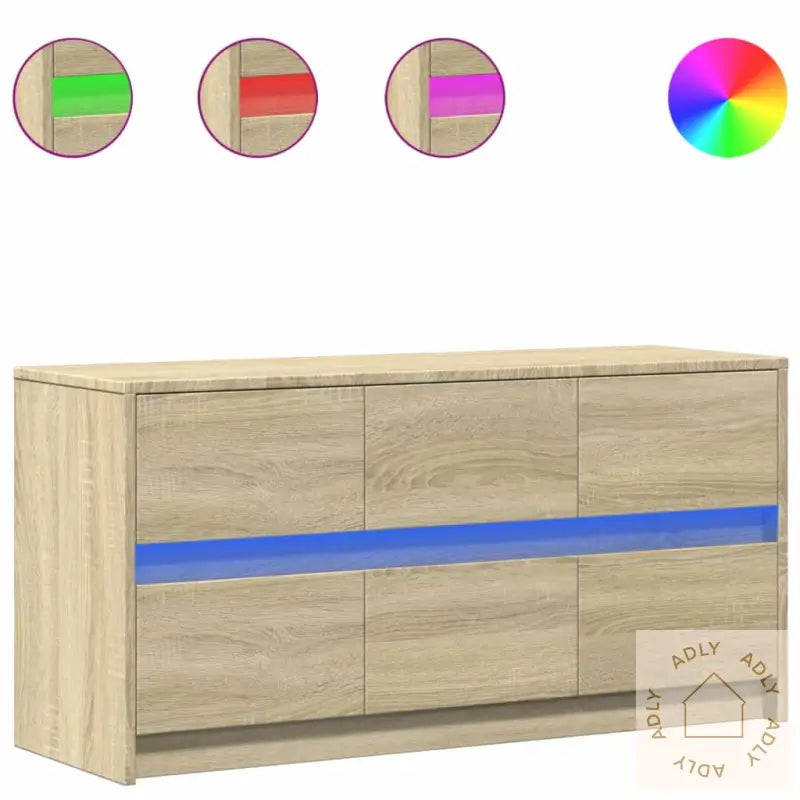 Tv-Benk Med Led Sonoma Eik 100X34X50 Cm Konstruert Tre