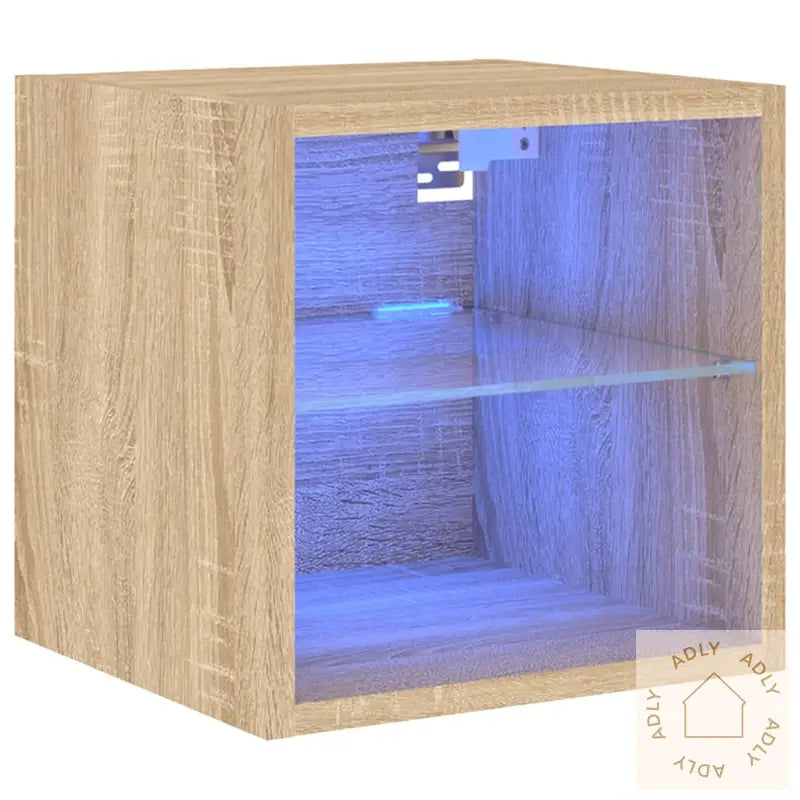 Vegghengt Tv-Benk Med Led Sonoma Eik 30X28,5X30 Cm