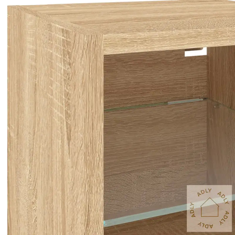 Vegghengt Tv-Benk Med Led Sonoma Eik 30X28,5X30 Cm