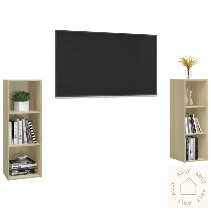 Tv-Benker 2 Stk Sonoma Eik 107X35X37 Cm Konstruert Tre