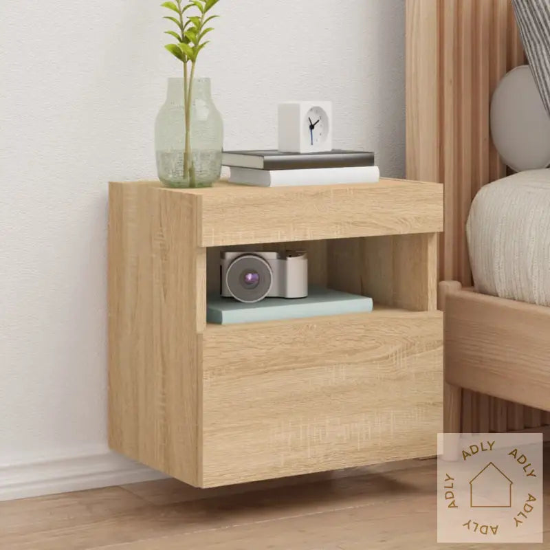 Vegghengte Tv-Benker Med Led 2 Stk Sonoma Eik 40X30X40 Cm