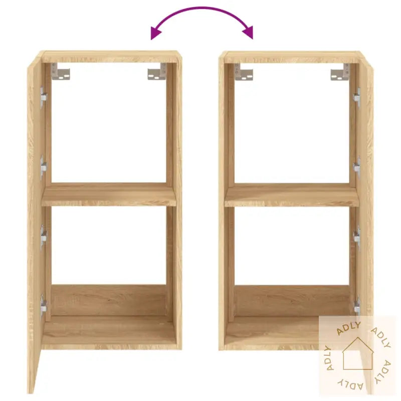 Vegghengt Tv-Benk Med Led Sonoma Eik 40,5X35X80 Cm