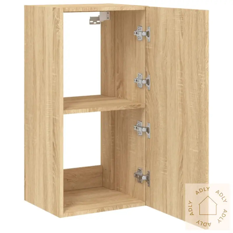 Vegghengt Tv-Benk Med Led Sonoma Eik 40,5X35X80 Cm