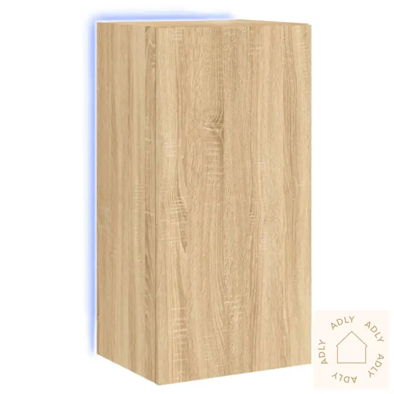 Vegghengt Tv-Benk Med Led Sonoma Eik 40,5X35X80 Cm
