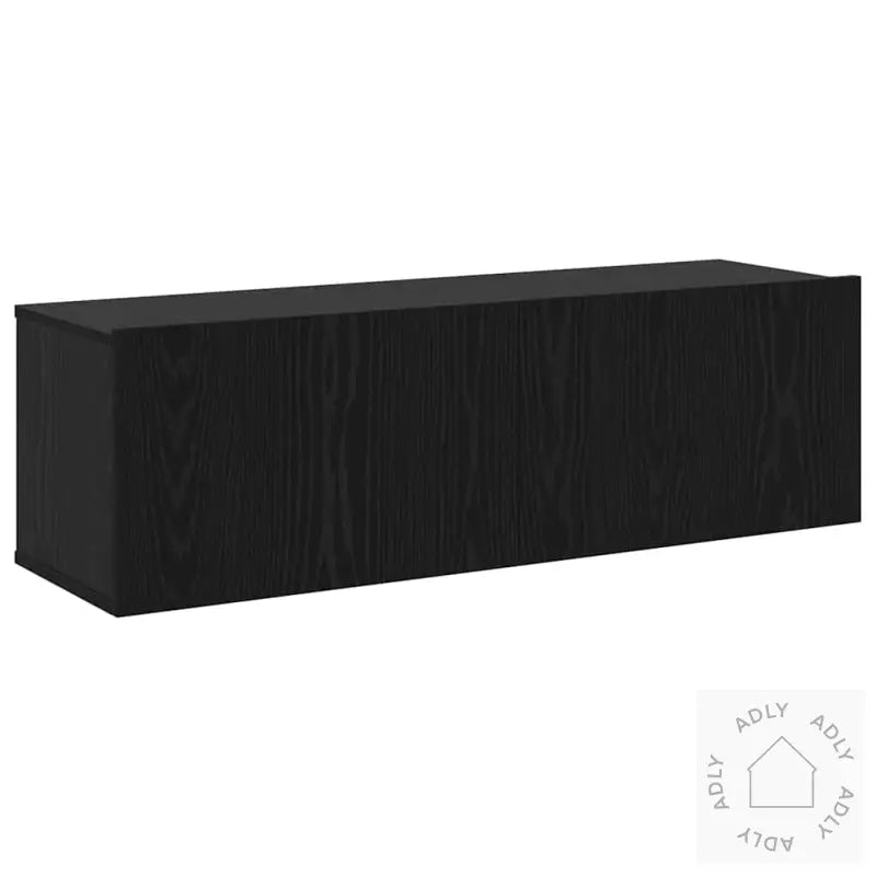 7 Piece Tv Cabinet Set Veggmontert Svart Eik Konstruert Tre
