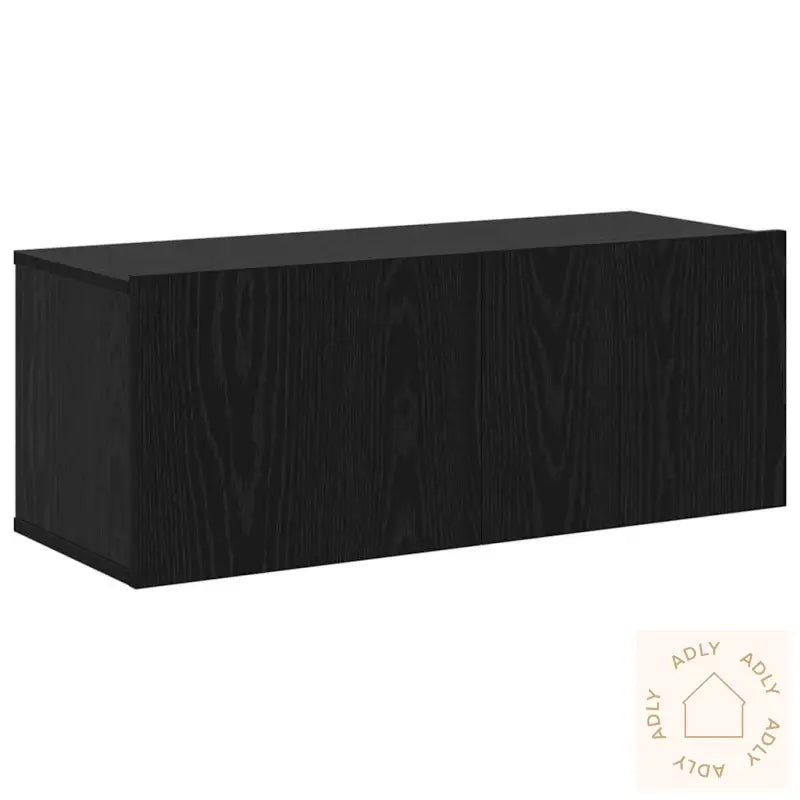 7 Piece Tv Cabinet Set Veggmontert Svart Eik Konstruert Tre
