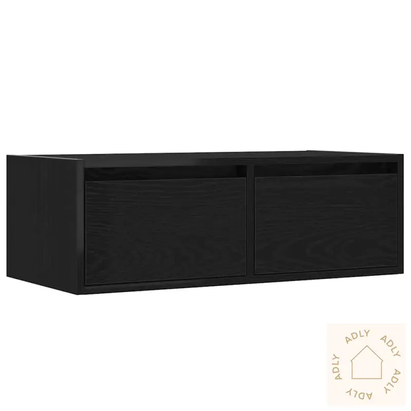 Tv-Benk Med Led-Lys Svart Eik 75X35,5X25 Cm