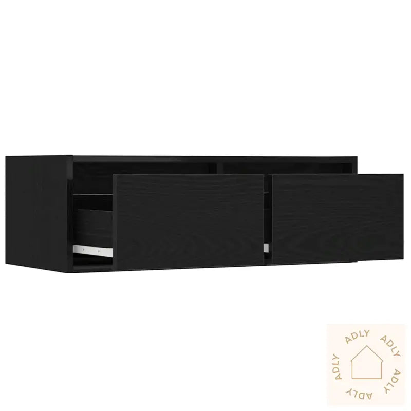 Tv-Benk Med Led-Lys Svart Eik 75X35,5X25 Cm