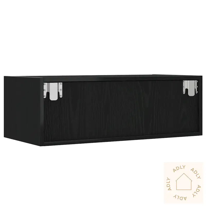 Tv-Benk Med Led-Lys Svart Eik 75X35,5X25 Cm