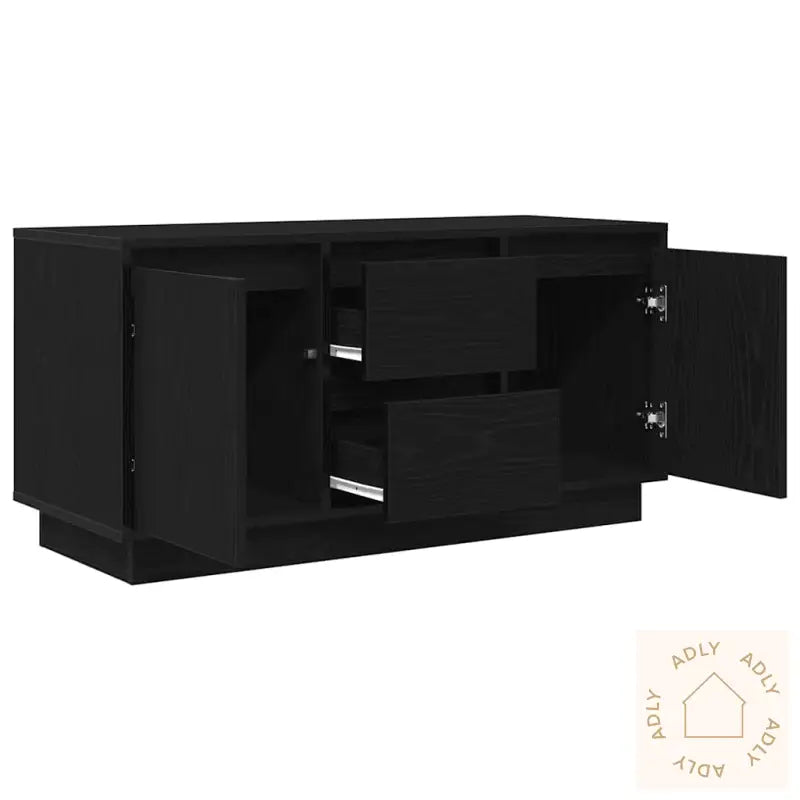 Tv-Benk Med Led-Lys Svart Eik 100X41X50 Cm