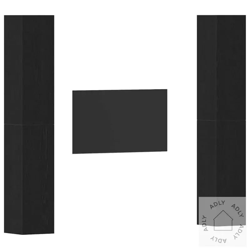 4-Delt Tv-Skapsett I Svart Eik - 30,5 X 30 X 90 Cm - Bygget Av Konstruert Tre