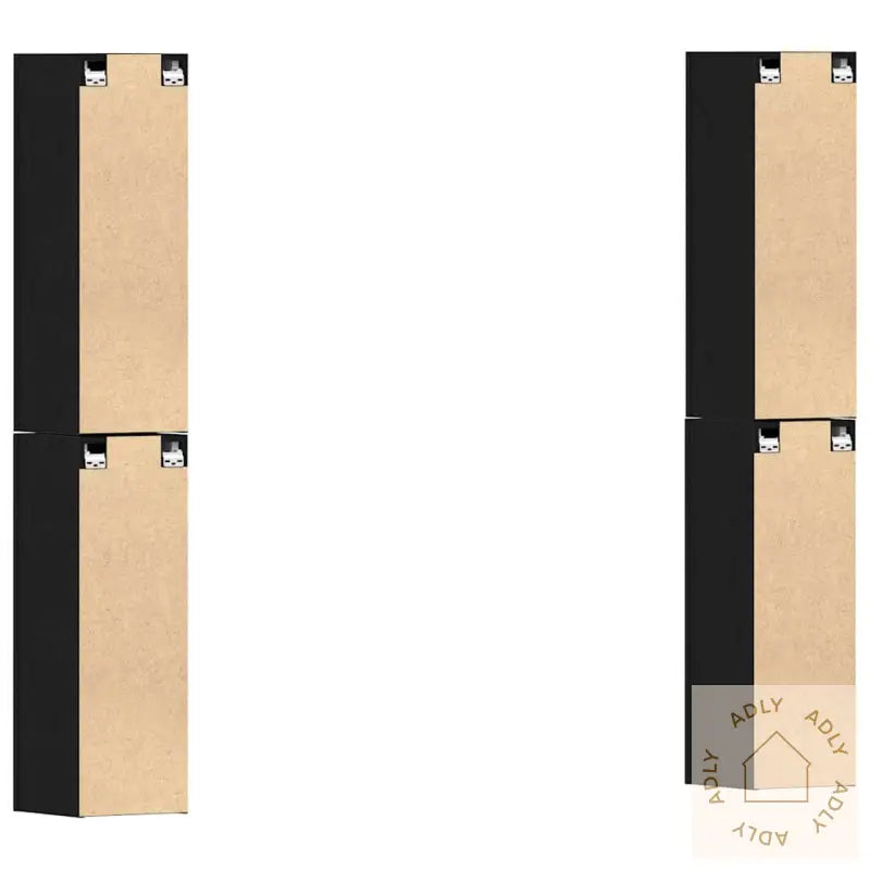 4-Delt Tv-Skapsett I Svart Eik - 30,5 X 30 X 90 Cm - Bygget Av Konstruert Tre