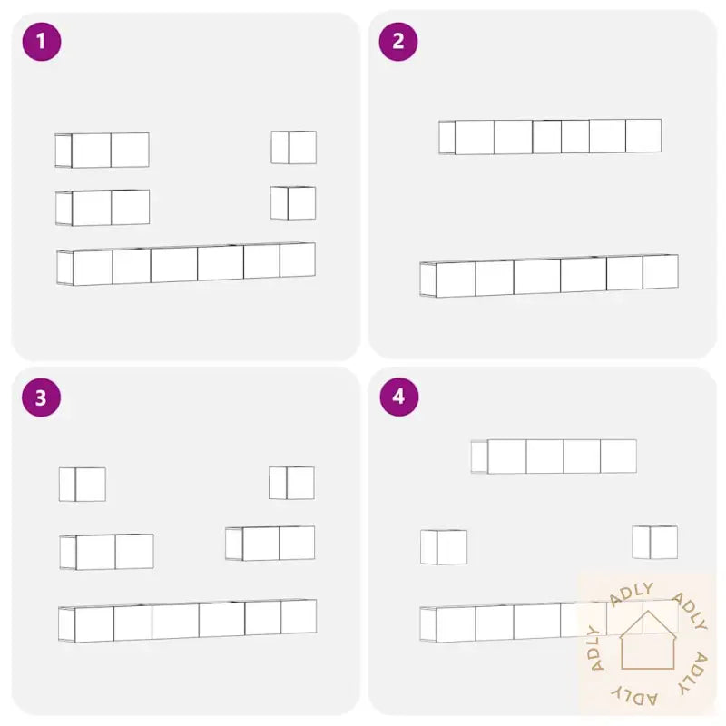 7-Delt Tv Skapsett - Veggmontert, Svart Eik, Konstruert Tre