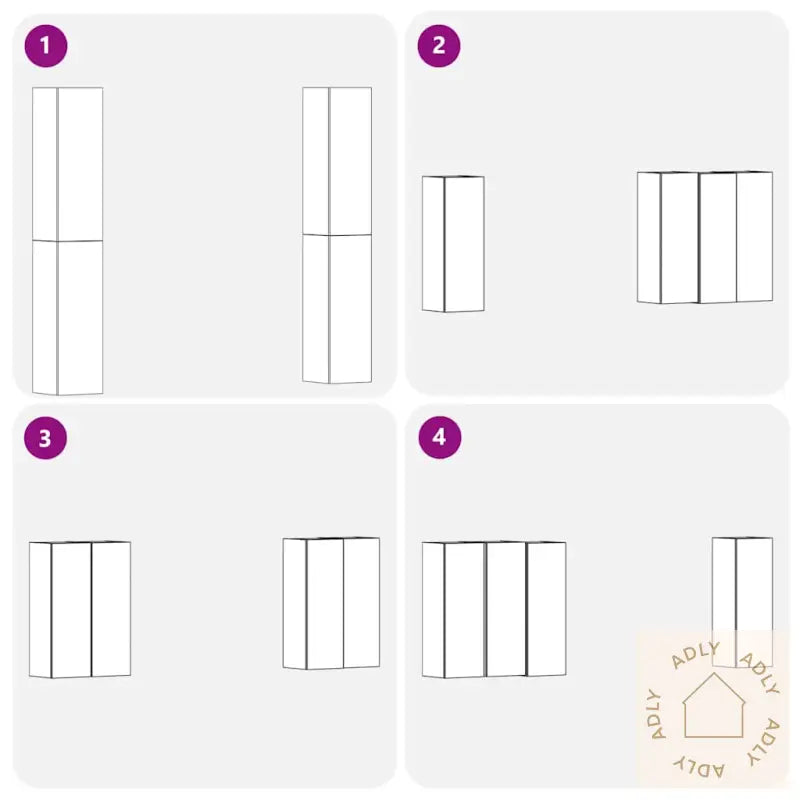 4-Delt Tv-Skapsett I Svart Eik - 30,5 X 30 X 90 Cm - Bygget Av Konstruert Tre