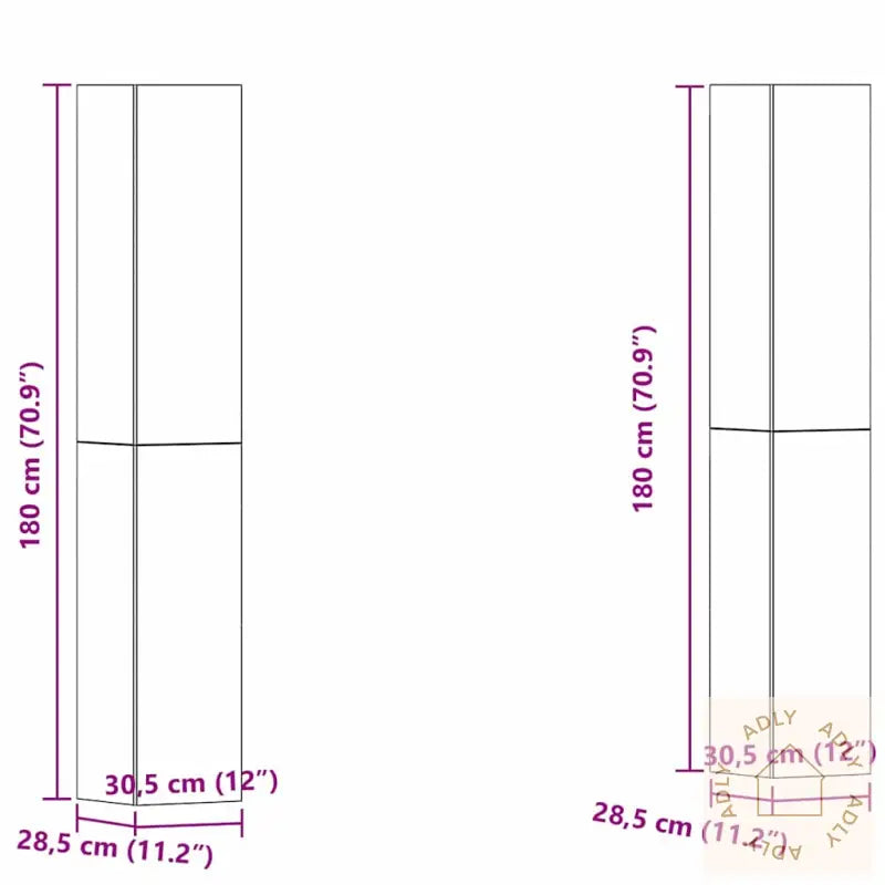 4-Delt Tv-Skapsett I Svart Eik - 30,5 X 30 X 90 Cm - Bygget Av Konstruert Tre