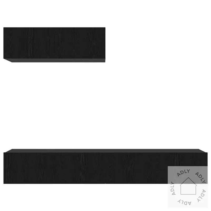 3-Delt Tv-Skapsett Veggmontert Svart Eik Konstruert Tre