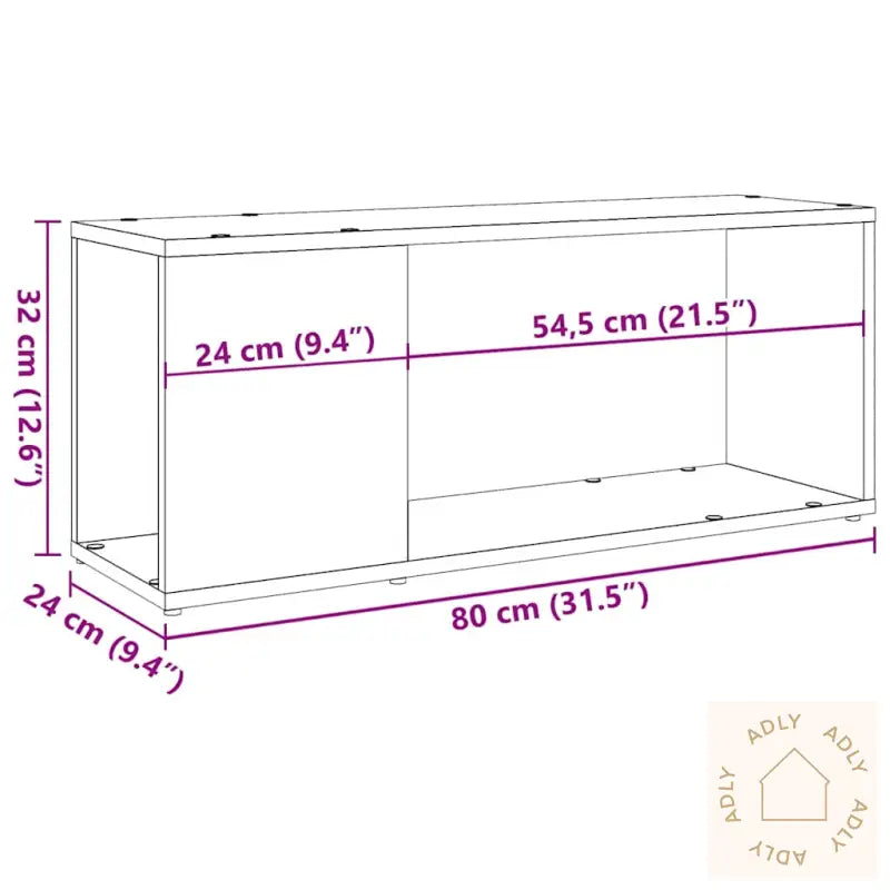 Tv-Benk Artisan Eik 80X24X32Cm Konstruert Tre
