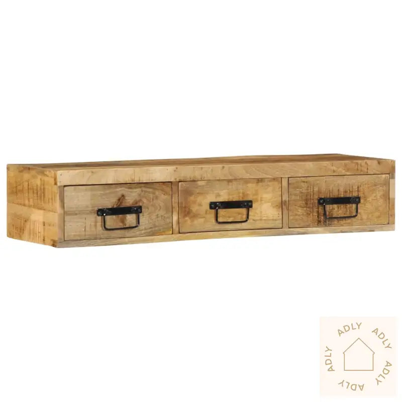 Veggmontert Tv-Benk 100X30X19 Cm Grovt Heltre Mangotre