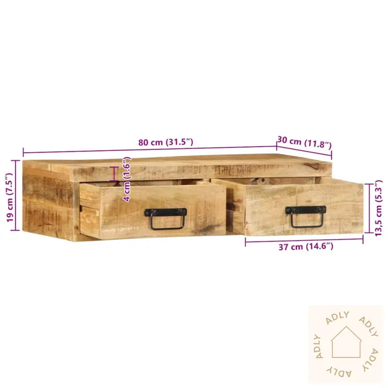 Veggmontert Tv-Benk 80X30X19 Cm Grovt Heltre Mangotre