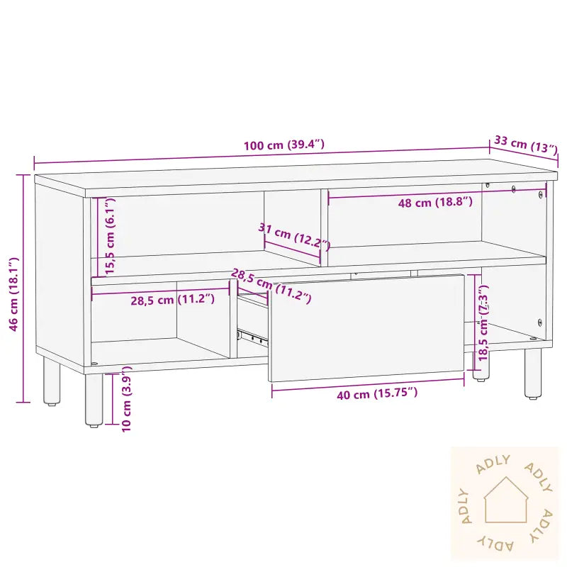 Tv-Benk 100X33,5X46 Cm Massivt Akasietre