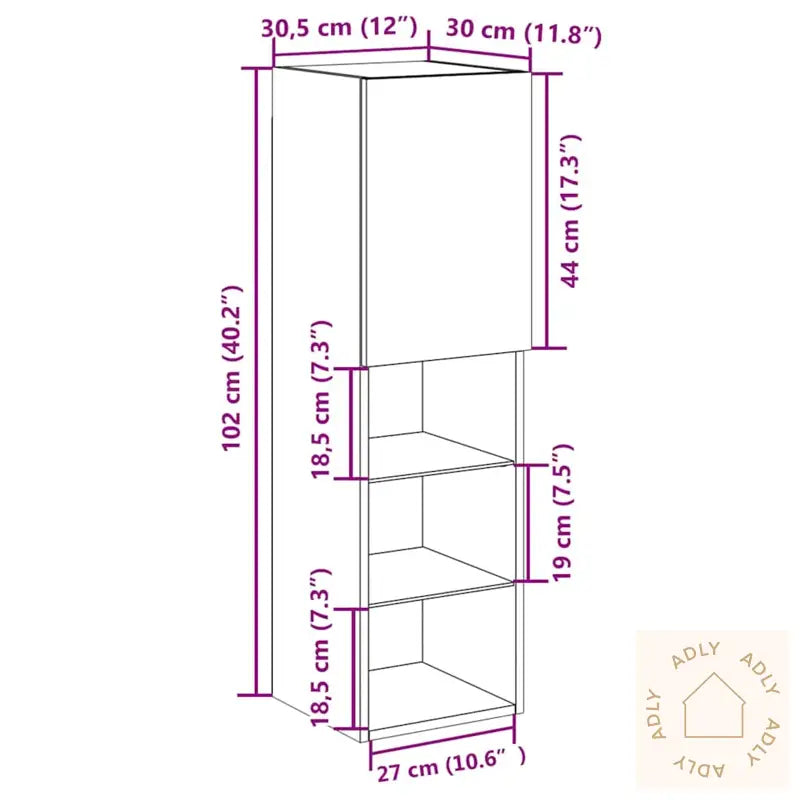Led Tv-Skap Svart Eik 30,5X30X102 Cm Konstruert Tre