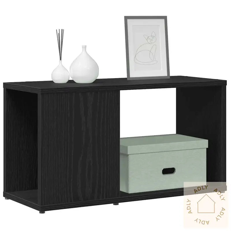 Tv-Benk Svart Eik 60X24X32 Cm Konstruert Tre