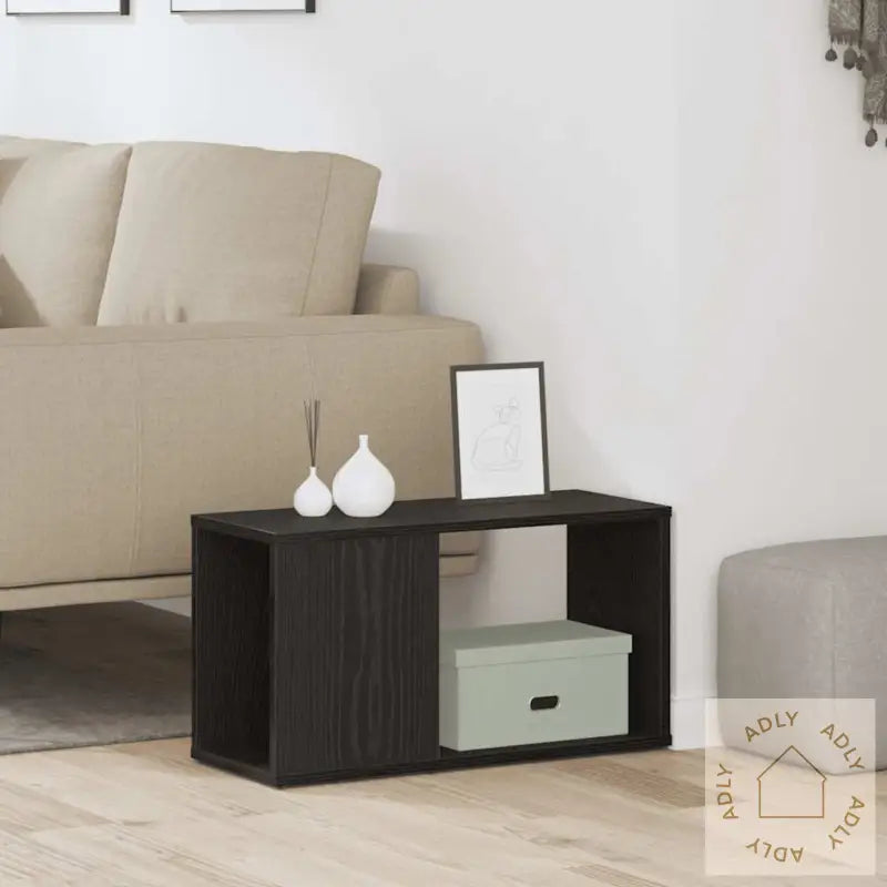 Tv-Benk Svart Eik 60X24X32 Cm Konstruert Tre